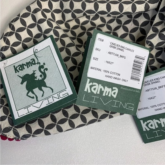 KARMA LIVING Cavelier King Charles 19"x27" Cotton Embroidered Tea Dish Towel. - Picture 6 of 9